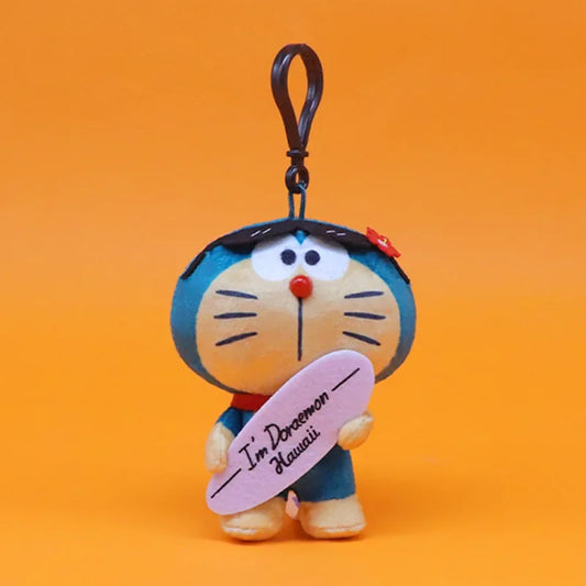 12CM Hawaiian Limited Doraemon Tanned Black Doll Plush Doll Pendant Bag Keychain Pendant Plush Toy Children's Gift